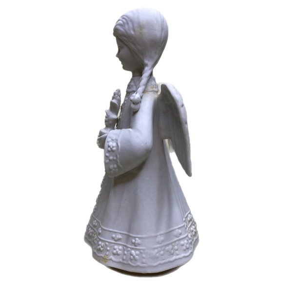 Music Box Angel Vintage Ceramic White Christmas - Picture 4 of 10